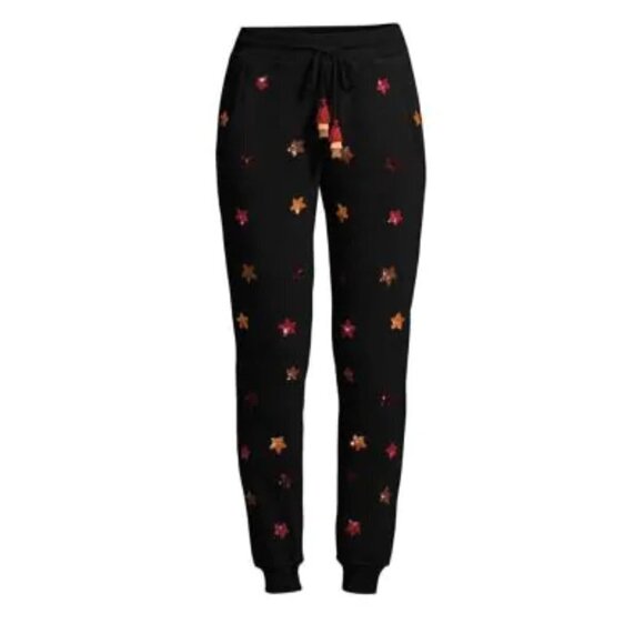 NWT Rococo Sand black sequin star tassel jogger trackpants, XS - Picture 1 of 11